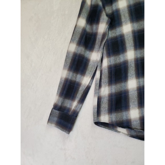 21 MEN Shirt Men Small Navy Multi Plaid Flannel 100% Cotton Collared Button Down - Picture 7 of 9